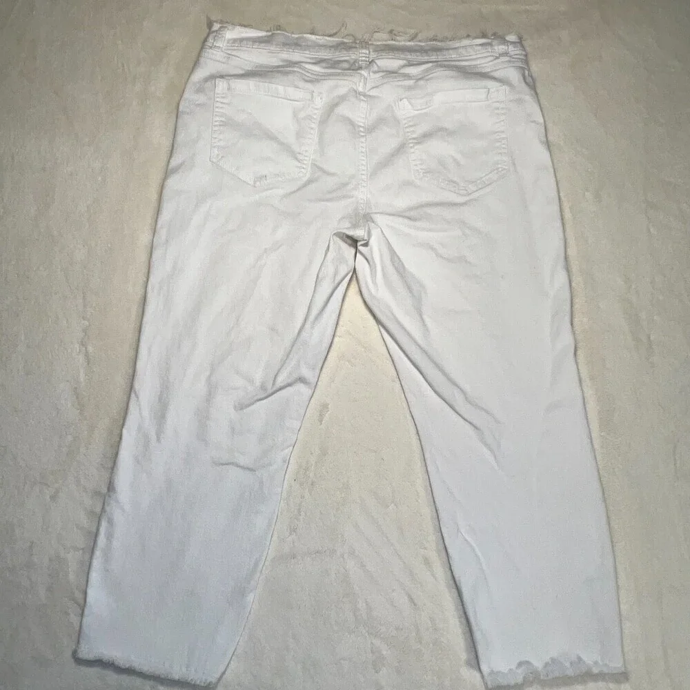 Lauren Conrad Capri Jeans Womens Size 16 White 5-Pocket Skinny Stretch Raw Edge